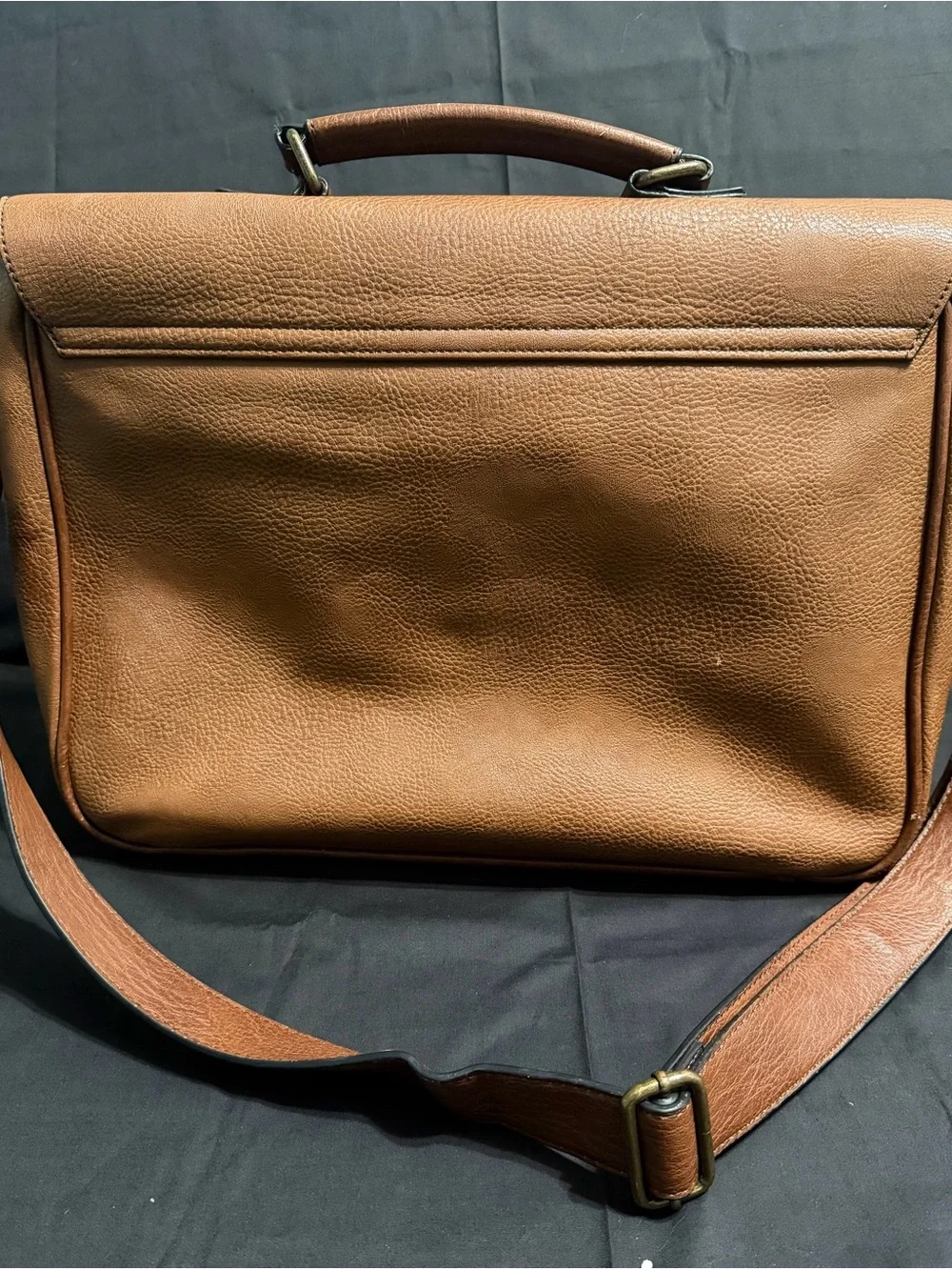 ALDO Brown Leather Satchel Briefcase with Buckle Detail